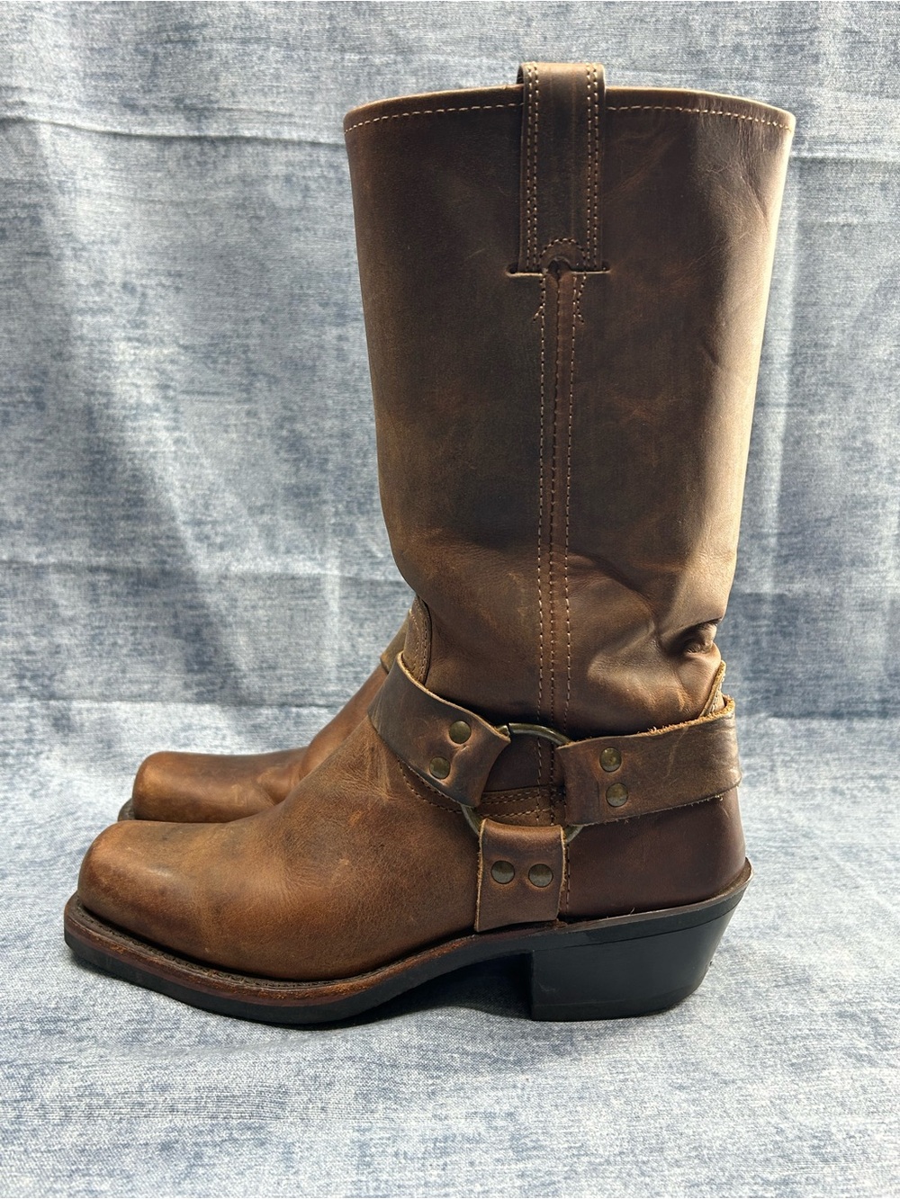 VTG Frye Harness Leather Boots Americana Brown Rustic made in USA 7.5M Women’s - Picture 3 of 16